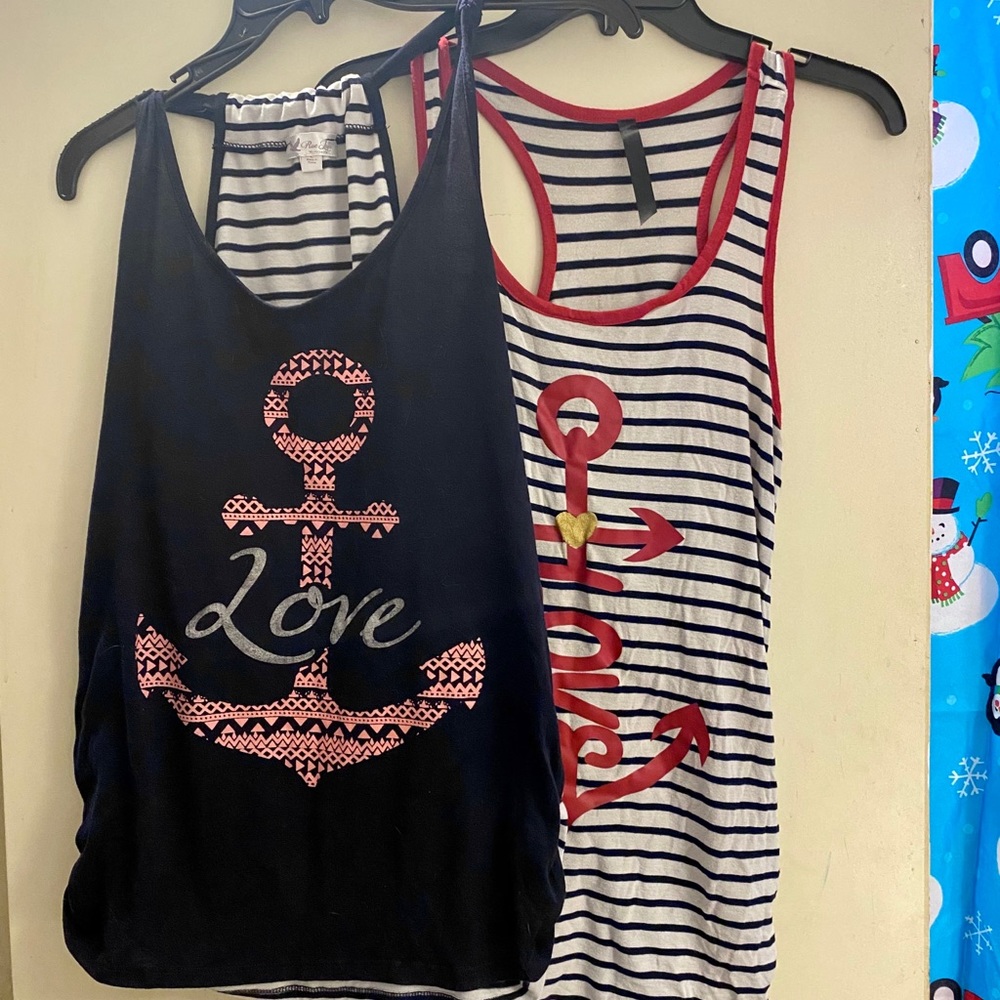 2 LOVE anchor maternity tanks